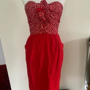 Nina Ricci bustier midi red dress FR40